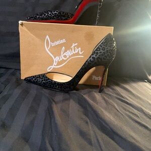 Christian Louboutin Black Leopard Print Heels